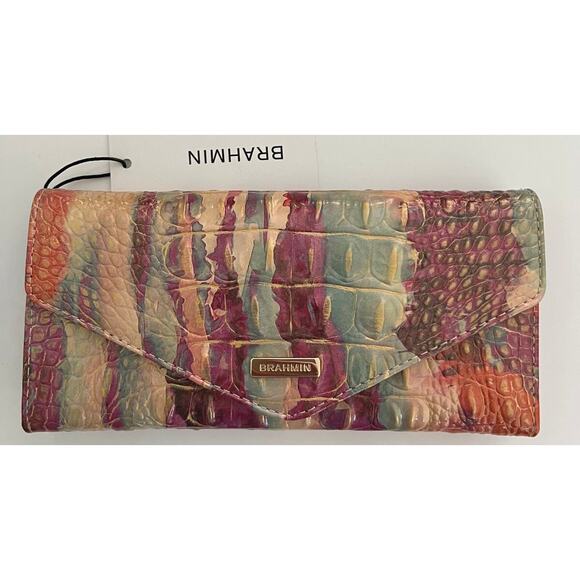 Brahmin Melbourne VERONICA Trifold Envelope Wallet DESTINY Pink Orange B000520 - Picture 1 of 6